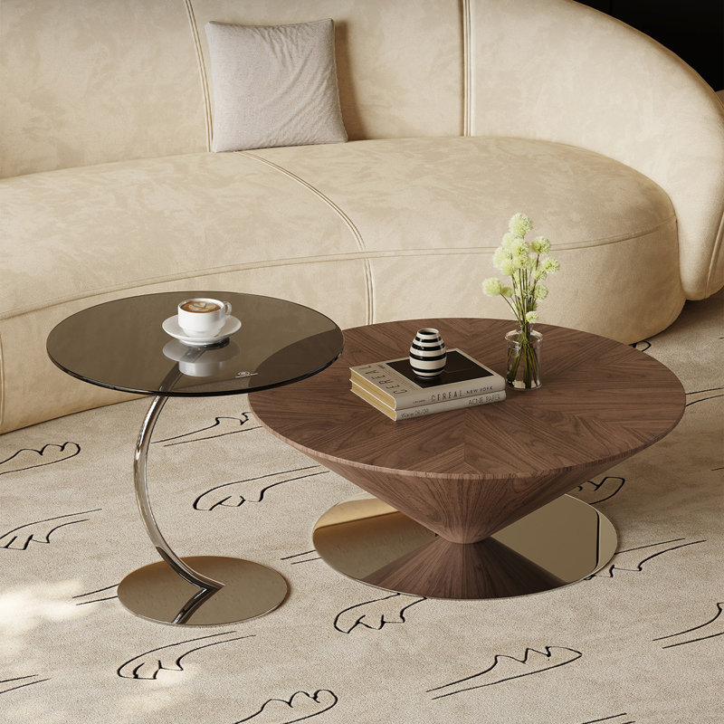 Table basse ronde moderne et rétro, 12.2" H x 39.4" W x 39.4" D