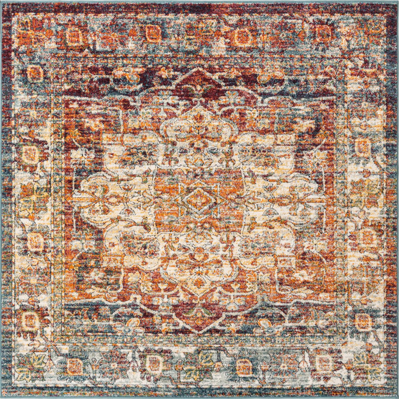 Tapis oriental orange Alresford, Carré 6 pi 1 po