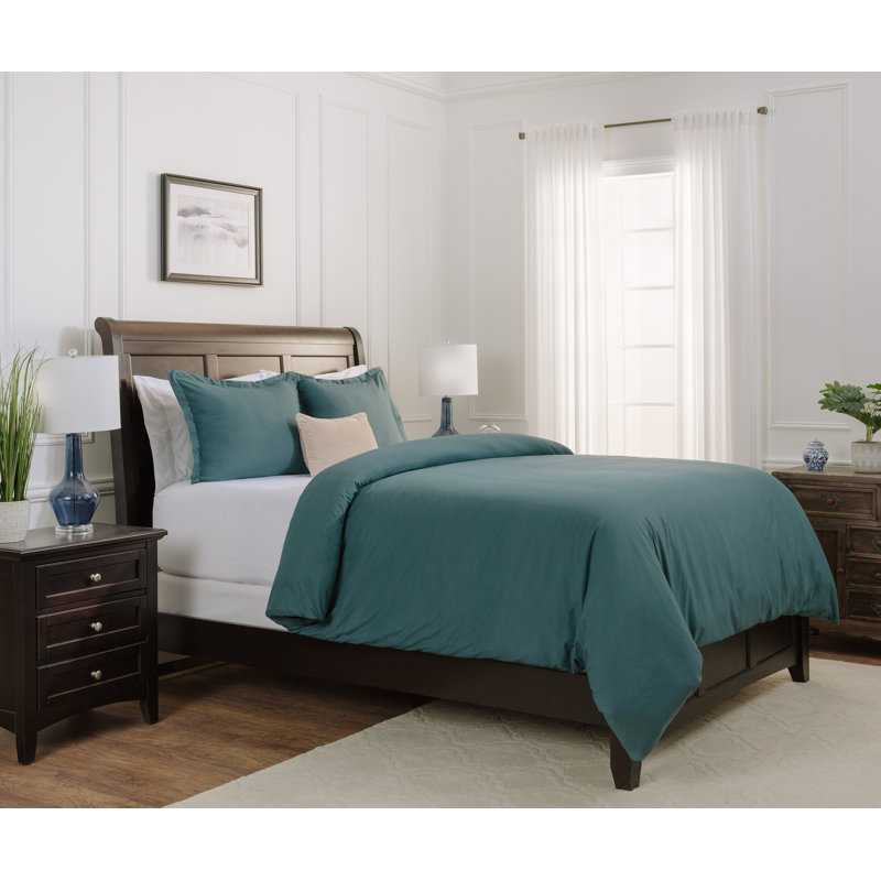 Ensemble de housse de couette ultra-doux, Housse de couette simple + 1 taie d'oreiller, Bleu sarcelle