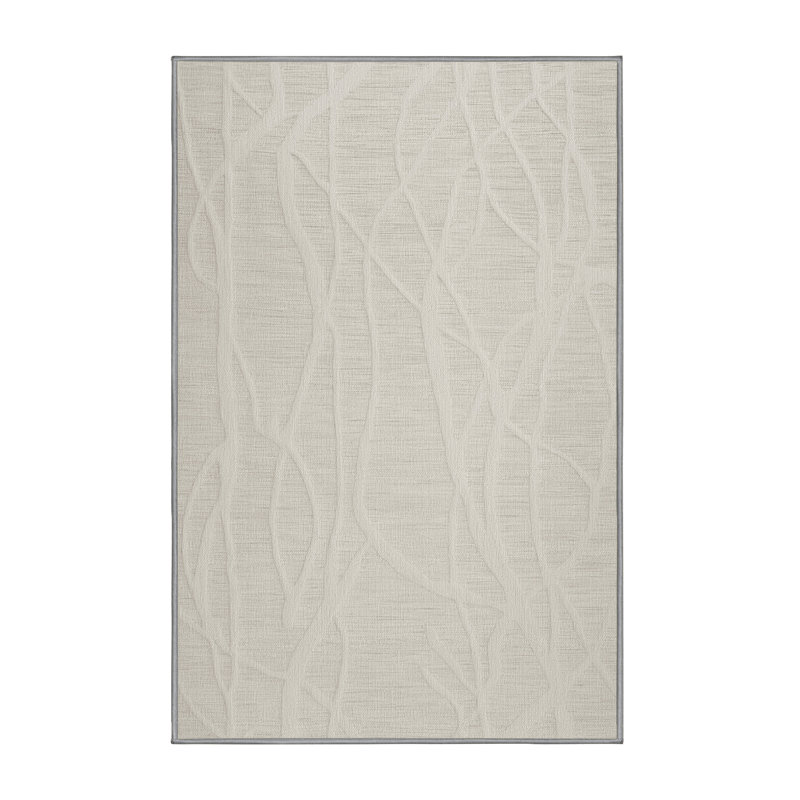 Tapis abstrait gris lavable à la machine, Rectangle 6 pi x 9 pi