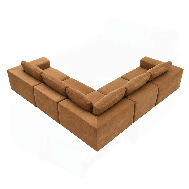 Canapé modulaire avec tissu d'ameublement Boneless, Tissu éponge brun