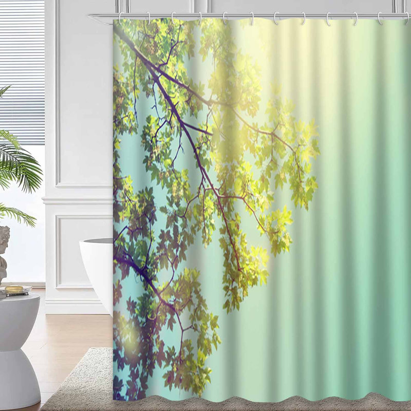 Rideau de douche avec 12 crochets Green Forest Trees, L 72 po x l 72 po