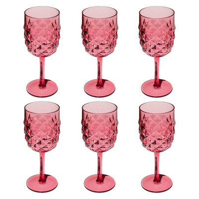 Verre à vin en diamant Diamond Cut - rose - 15,6 oz - ensemble de 6