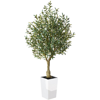 Artificial Olive Tree, UV Resistant Faux Olive Tree with Tapered Planter for Indoor Outdoor Decor