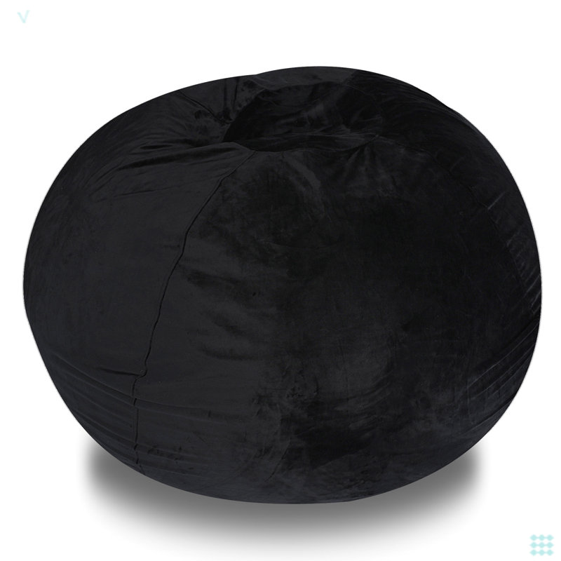 Fauteuil à billes Minky, Velours noir, H 30,07 po x l 45,07 po x P 45,03 po