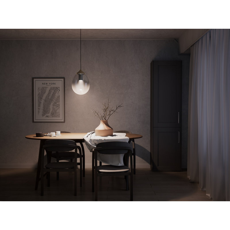 Luminaire suspendu DEL brume L, Champagne doré, H 13,7 po x l 9,8 po x P 9,8 po