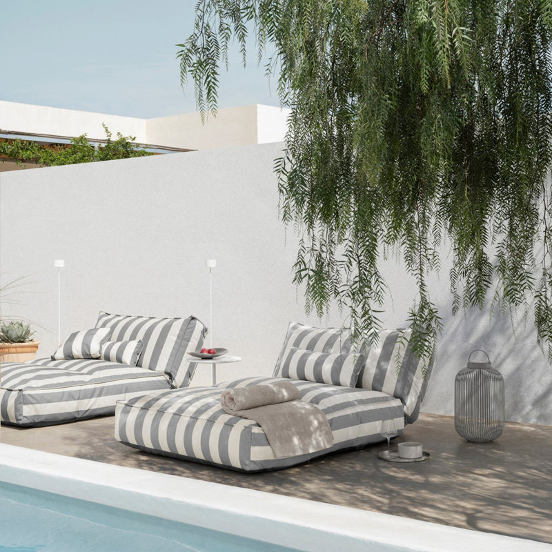 Méridienne d'extérieur avec repose-tête inclinable STAY Cabana, Rayure noire Cabana