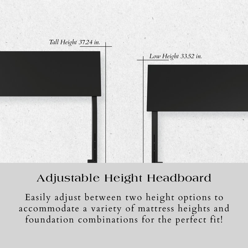 Bradford Wood Adjustable Panel Headboard, Black, King
