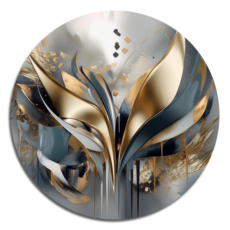 Décoration murale abstraite formes et lignes IV en métal, H 23 po x l 23 po x P 1 po