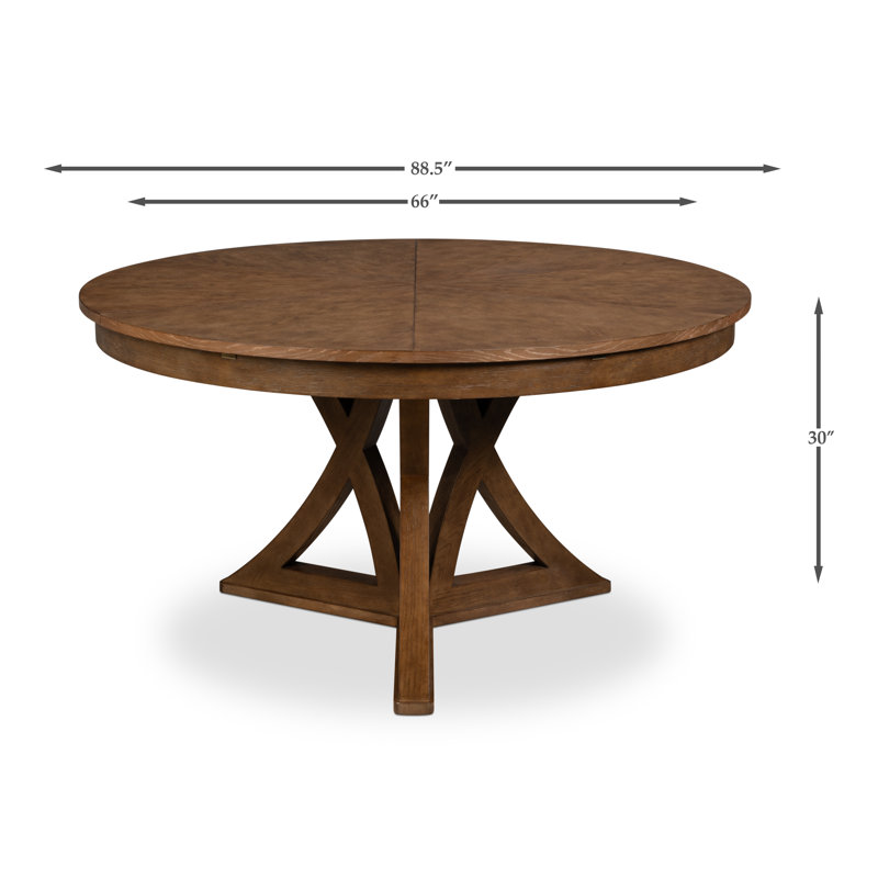 Casual Oak Round Dining Table, Light Mink, 30"H x 66"L x 66"W