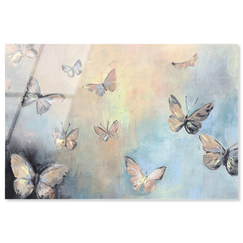 Textured Butterflies I Acrylic Farmhouse Wall Decor by Art Remedy, Ready to Hang, 20" H x 30" W
