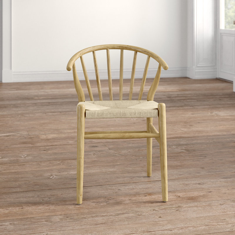 Natural Wood and Cane Slat Back Dining Side Chair