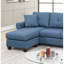 Canapé modulaire réversible en polyfibre bleu capitonné