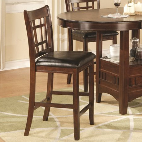 Degraffenreid Upholstered Faux Leather Counter Stool with Solid Wood Frame