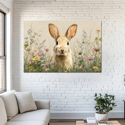  Art mural sur toile grand lapin - printemps, décoration murale, œuvre de lapin de Pâques pour la décoration de la maison, reproduction de Pâques rétro encadrée, toile encadrée, 36 po x 48 po