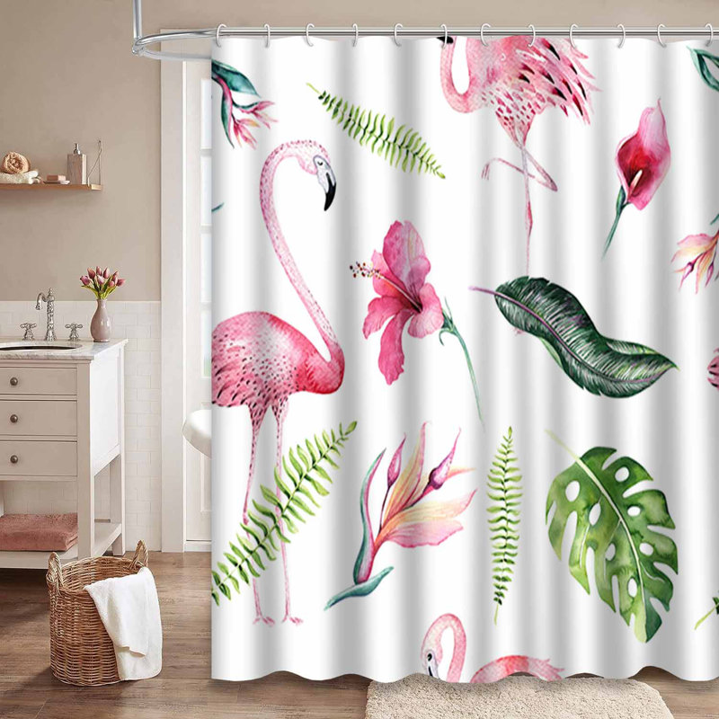 Rideau de douche tropicale à 12 crochets tropicaux, L 72 po x l 72 po