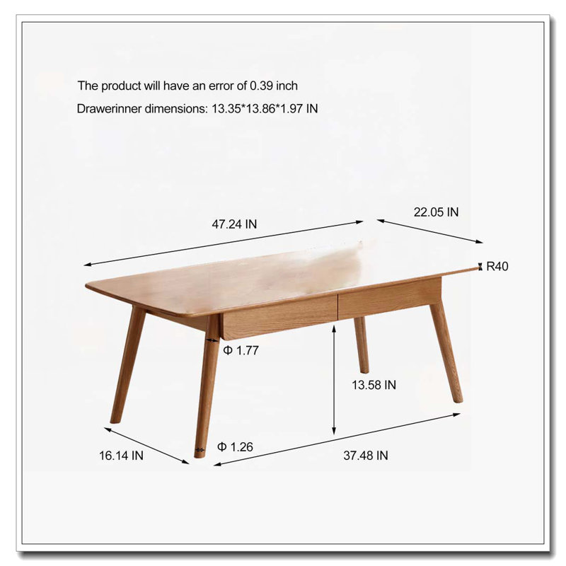Table basse avec plateau en bois massif