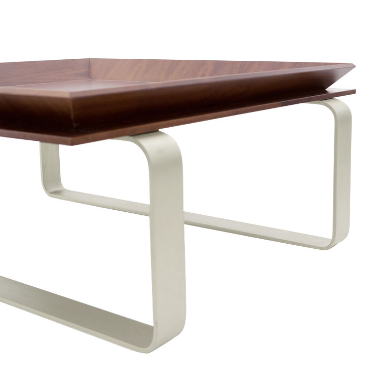 Le Solid Wood Coffee Table, Walnut, Polished Nickel