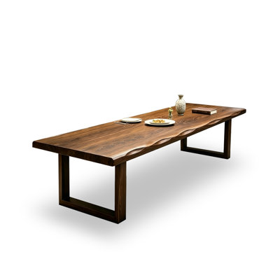 Tan Rectangular Solid Wood Dining Table