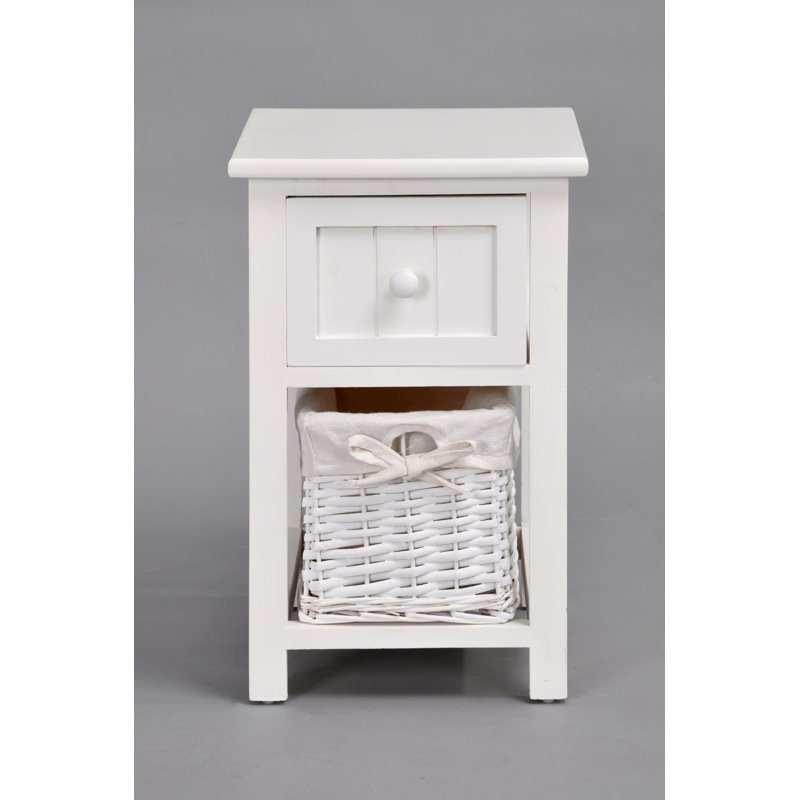 Shea 28cm W Solid + Manufactured Wood Bedside Table