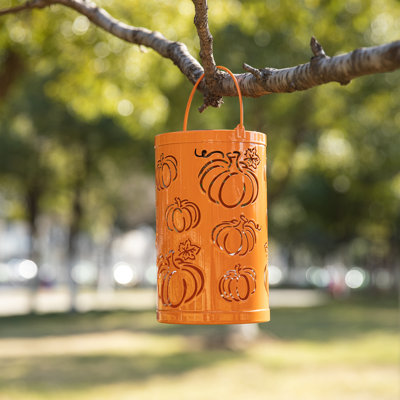 10.75"H Fall Pumpkin Solar Powered LED Lantern