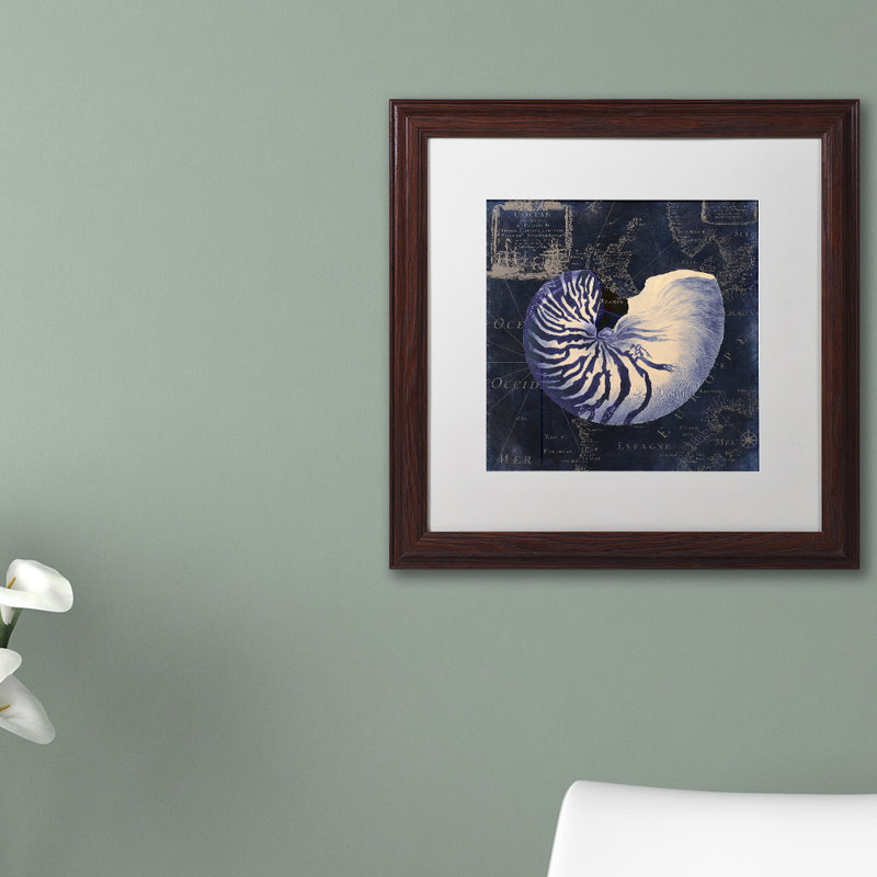 «Jadaya Maritime Blues V» par Color Bakery, impression encadrée, H 16 po x l 16 po x P 0,5 po, Toile avec cadre brun, Blanc
