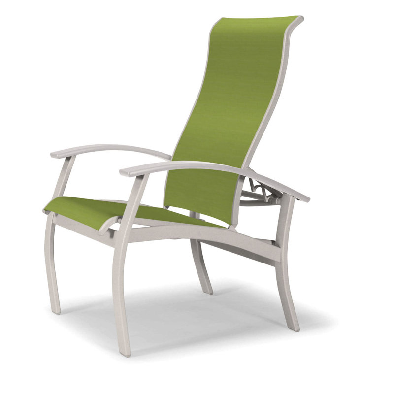 Chaise de patio Askar, Blanc, Lime 38D Sunbrella®, Neige texturée