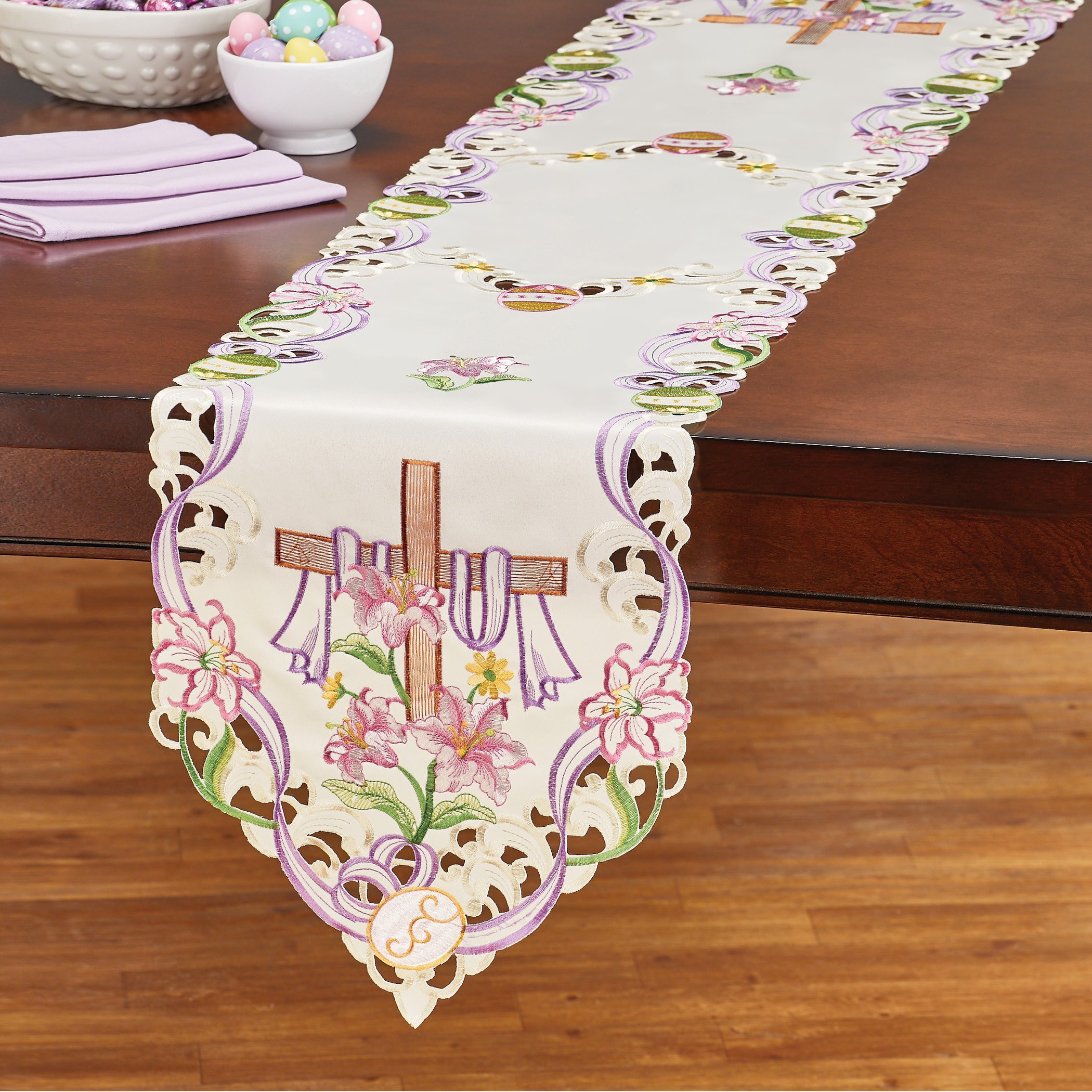 The Holiday Aisle® Sighrik Rectangle Floral Easter Polyester Table Runner & Reviews