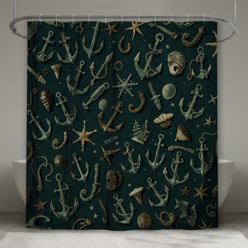 Rideaux de douche Nautical Anchors Shells, L 70 po x H 93 po