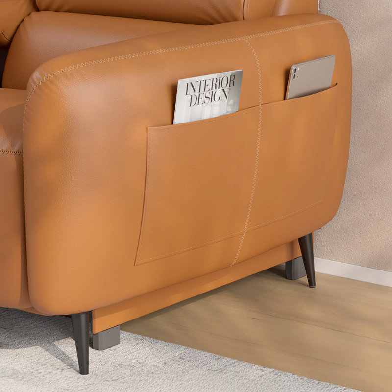 85" Power Zero Wall Reclining Sofa, 3 Seater Recliner Couch with USB & Type-C Ports, Lite Verison, Brown Leather