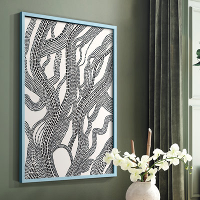 «Dots and Dash I», reproduction encadrée - bois massif