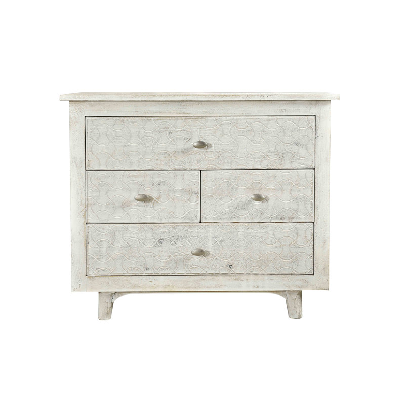 Messara 36'' W Solid Wood Nightstand, White Wash