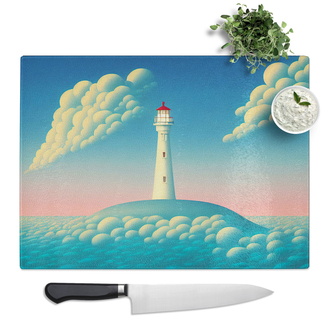 Hypnotic Lighthouse  Glass Chopping Board