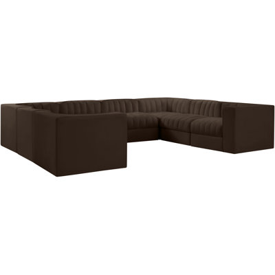 Donegan Velvet Performance Fabric Upholstered Modular Sectional