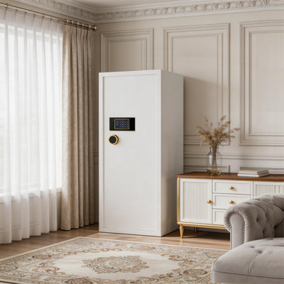 TigerKing 17.6 Cu.ft Extra Large Home Safe, Heavy Duty 235lb Solid Steel Digital Security Safe with Touchscreen Keypad, 6 Live Locking Bolts, Adjustable Shelves for Home Office Business, White