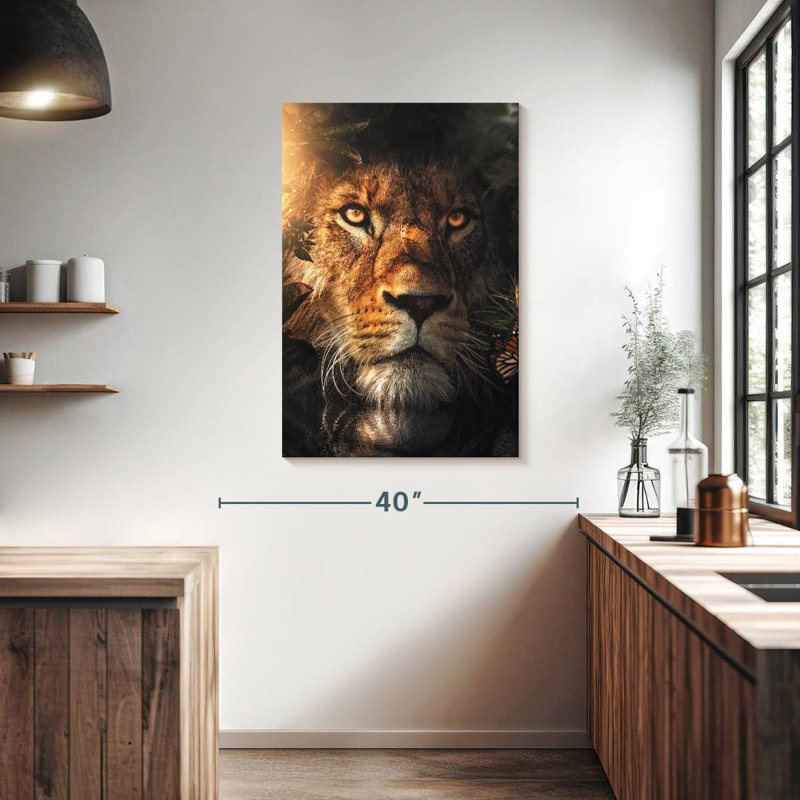Brampt Lion Hiding, 39" H x 26" W