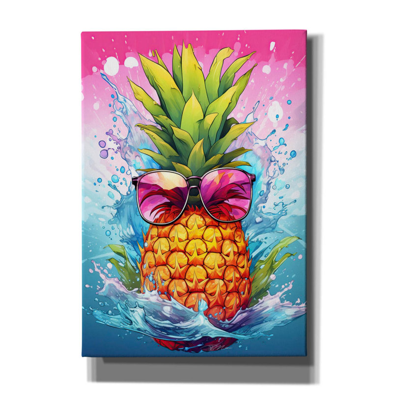Toile épique «Summer Pineapple 2» par Momart, H 26 po x l 18 po x P 0,75 po