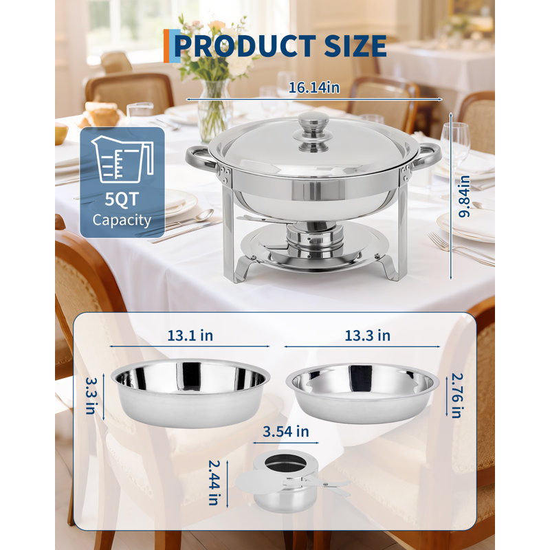 Paquet de 4 plats de réchaud pour buffet avec couvercle