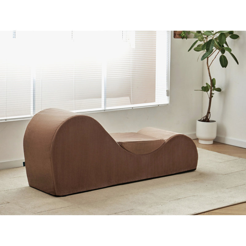 Chaise longue ergonomique en brun - noyau en mousse haute pour le soutien, housse lavable à la machine