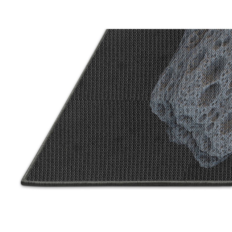 Tapis noir/bleu à motifs, Rectangle 2 pi x 4 pi