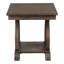 Table de bout en bois foncé au fini chêne foncé avec base à volutes et tablette classique