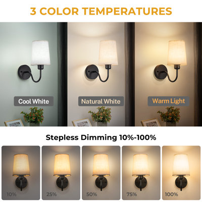 Lot de 2 appliques murales rechargeables de 10 000 mAh, avec éclairage à intensité variable et col de cygne noir, idéales pour la chambre, le salon et la décoration intérieure.