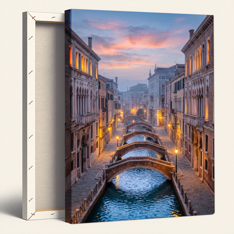 "Venice Canal", reproduction d'art sur toile, ensemble de 1, Toile tendue, H 24 po x l 18 po