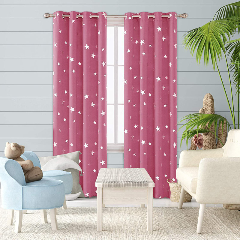 Manzanita Eyelet Room Darkening Thermal Curtains, 117cm W x 214cm D, Pink