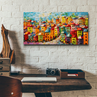 «Colorful City», art mural en verre acrylique, 48 po x 24 po