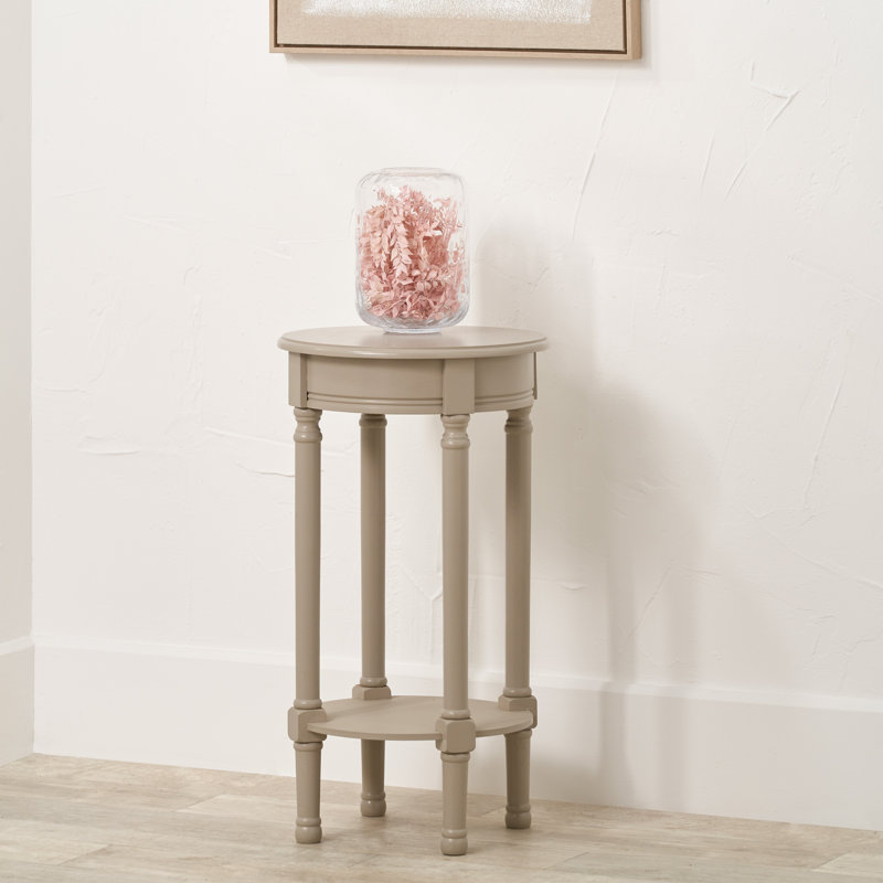 Abree Solid Wood End Table, Putty Beige
