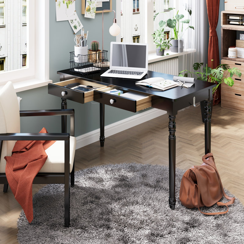 Bureau Mid Century Modern, L 47,2 po x P 21,7 po, Noir