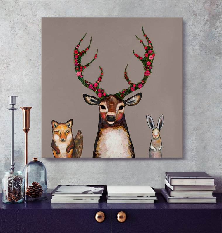 « Fox, Buck and Hare », reproduction, H 21 po x l 21 po, Canevas