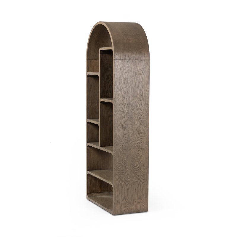 Risa Geometric Bookcase, Rustic Gray