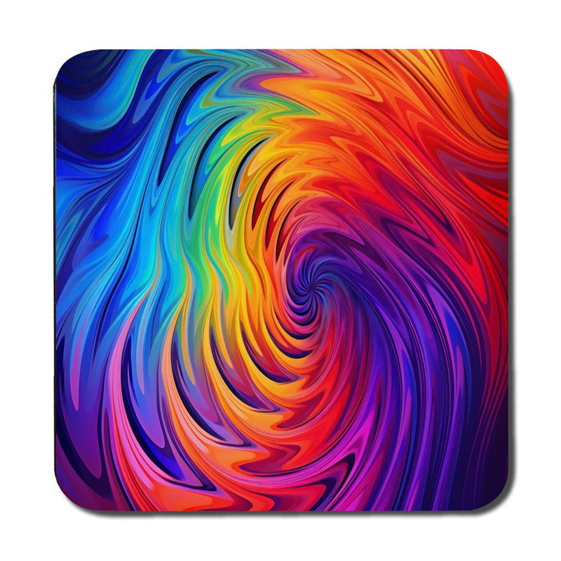 Rainbow Swirl Placemat And Coaster Set For Dining Table